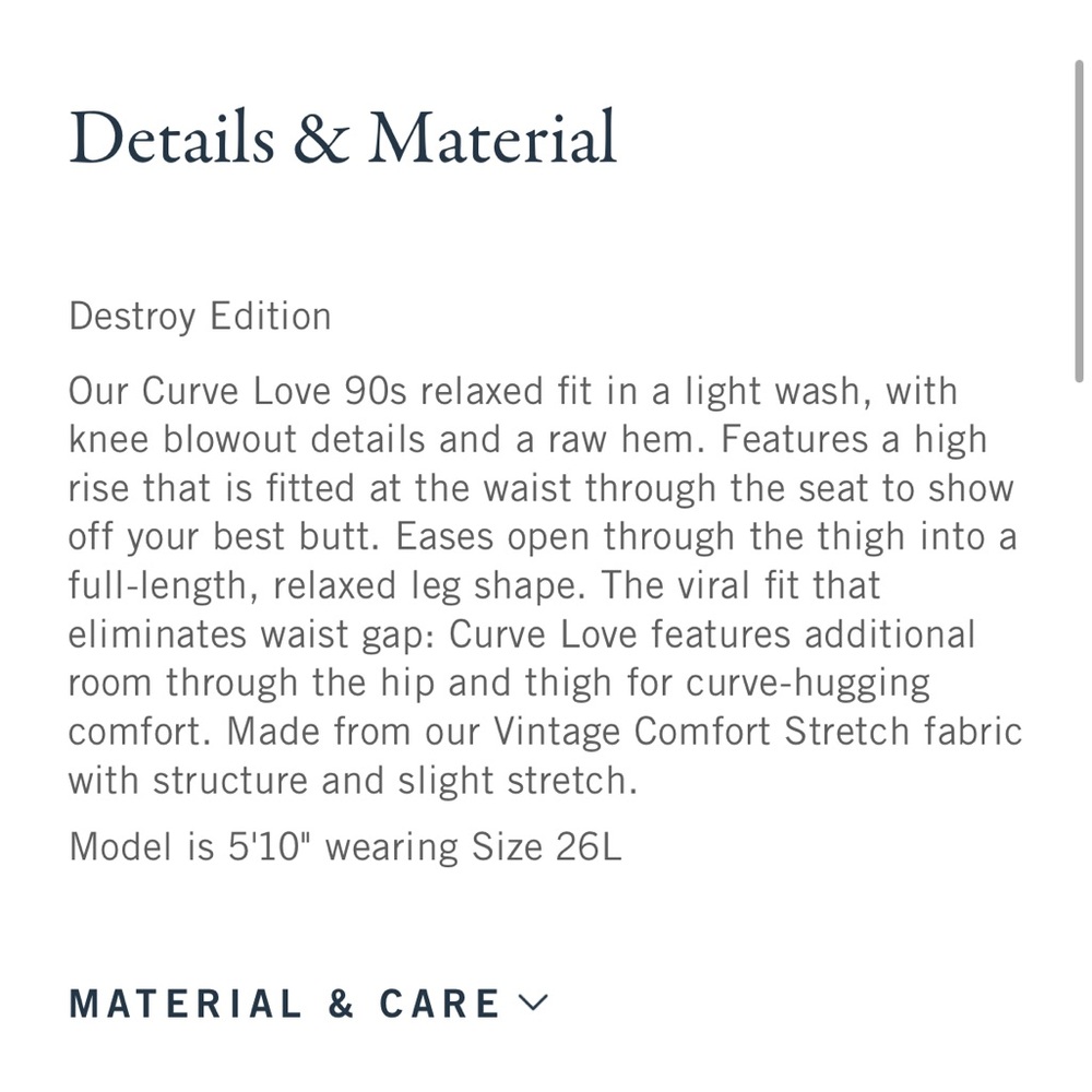 Abercrombie Curve Love High Rise 90s Relaxed Raw Hem Destroy Jean - Picture 7 of 7